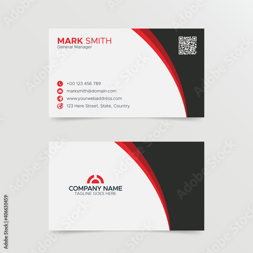 Red and White Corporate Business Card Design Template