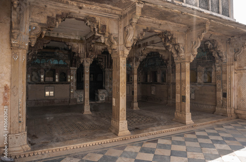 The 17th century Bundi Palace and wall paintings depicting the 