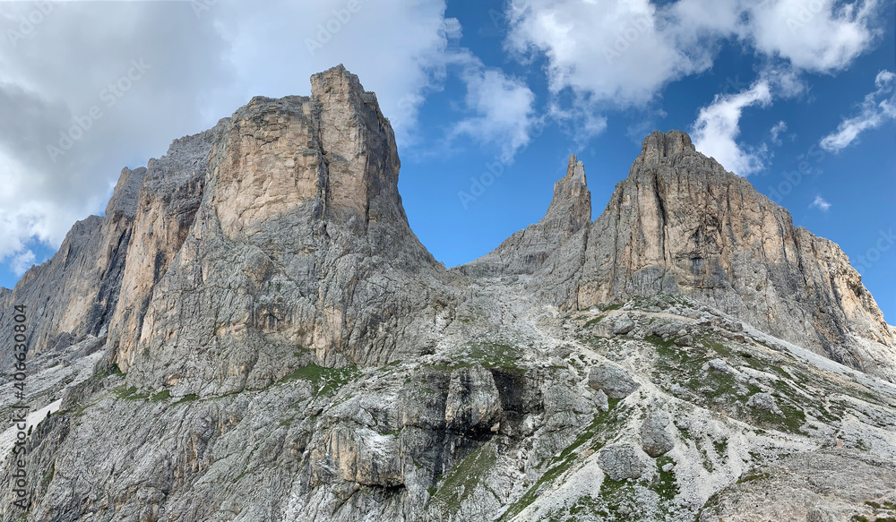 Rosengarten group in the Dolomites, a mountain range in northeastern Italy