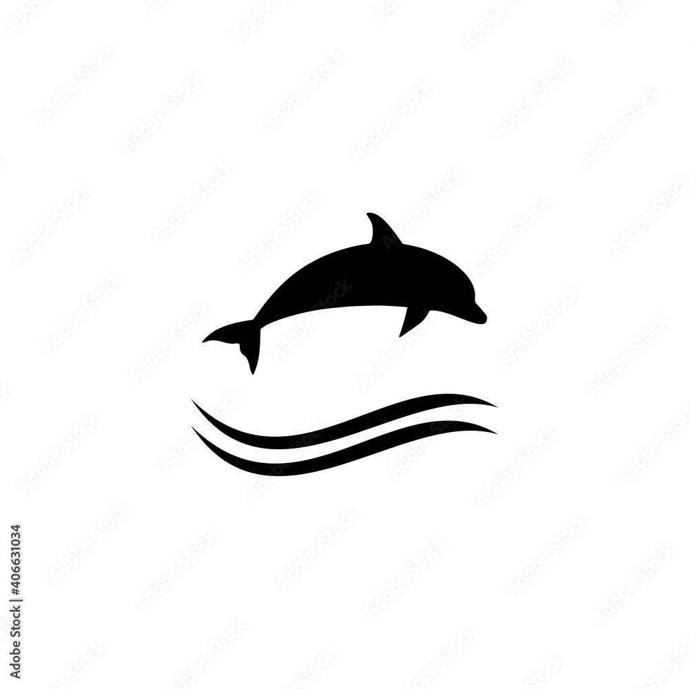 Obraz premium Jumping dolphin icon isolated on white background 