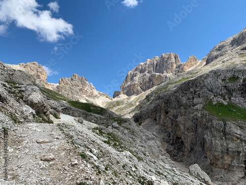 Rosengarten group in the Dolomites, a mountain range in northeastern Italy