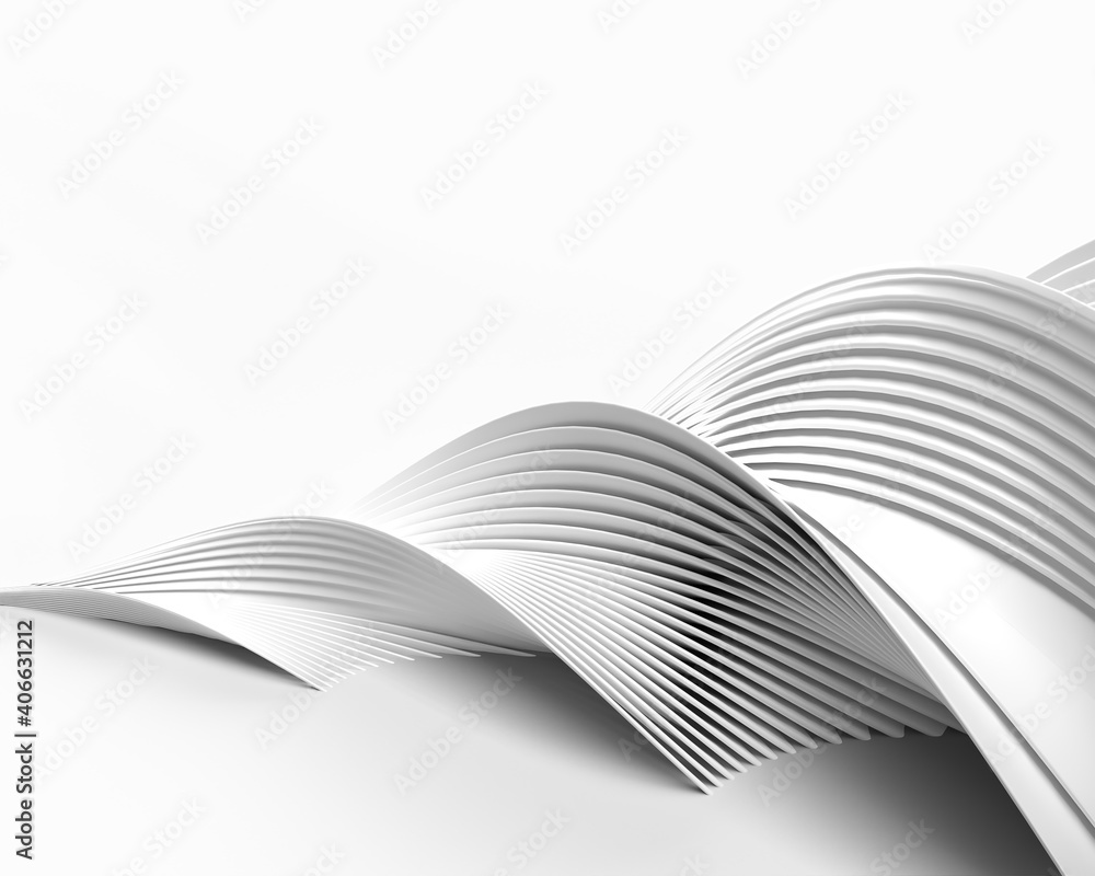 Fototapeta premium 3D rendering abstract background with waves. Creative Architectural Concept.