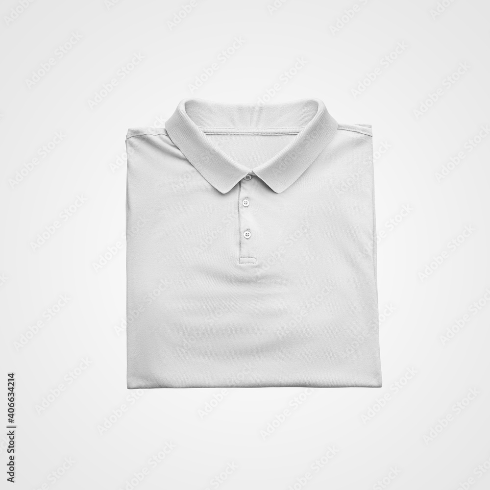 Mockup of white nicely folded polo, isolated on background, front view. Mockup of white nicely folded polo, isolated on background, front view.