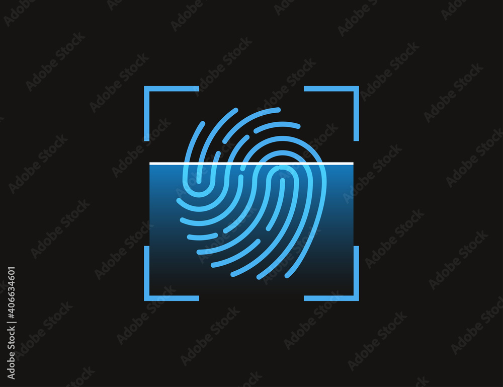 Biometric data, fingerprint, scan icon. Vector illustration, flat design. Biometric data, fingerprint, scan icon. Vector illustration, flat design.