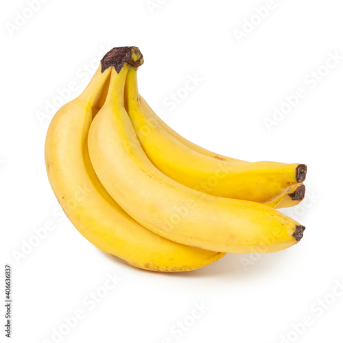 Bunch of real fresh bananas on white background