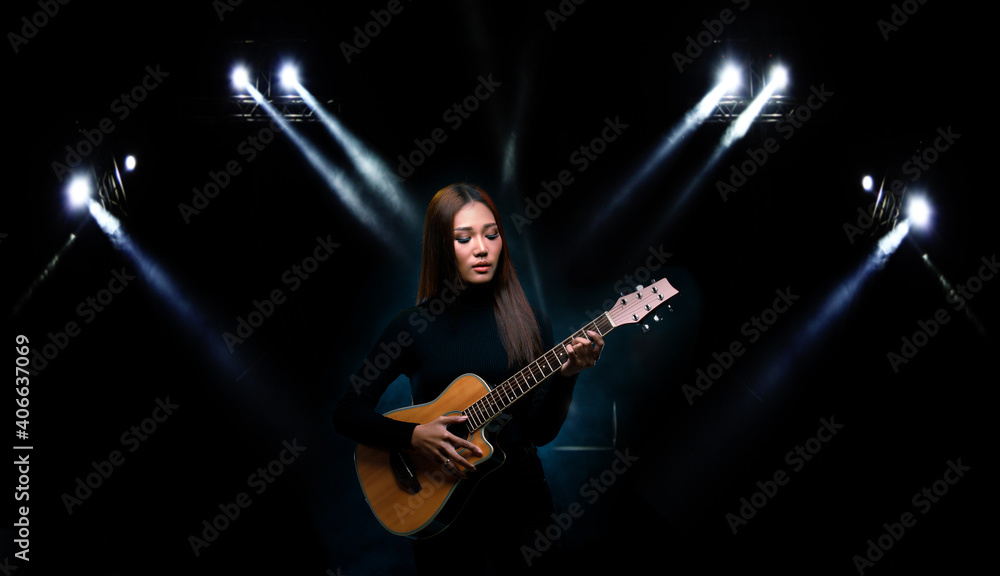 Asian Teenager Woman sing song loudly power sound Asian Teenager Woman sing song loudly power sound