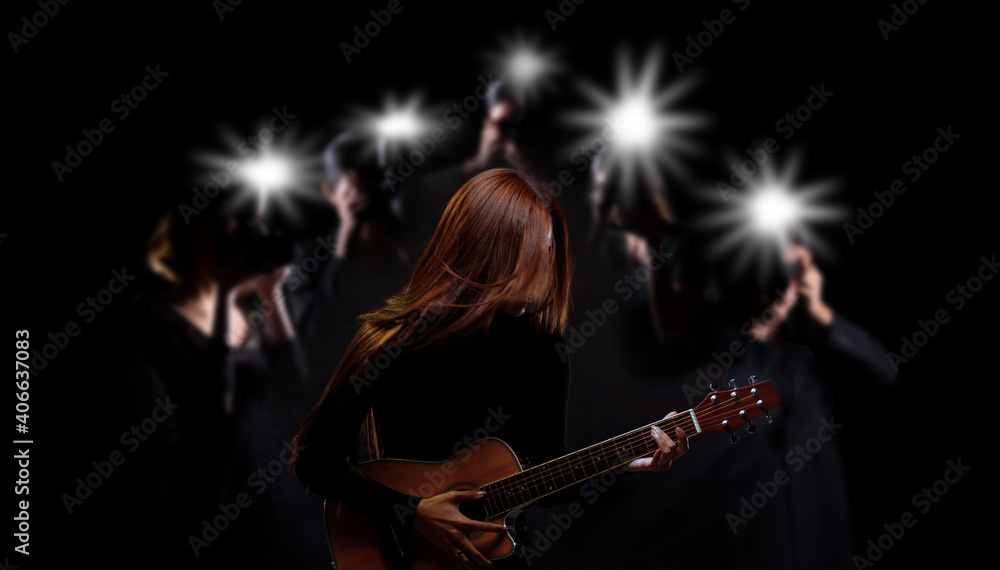 Asian Teenager Woman sing song loudly power sound Asian Teenager Woman sing song loudly power sound
