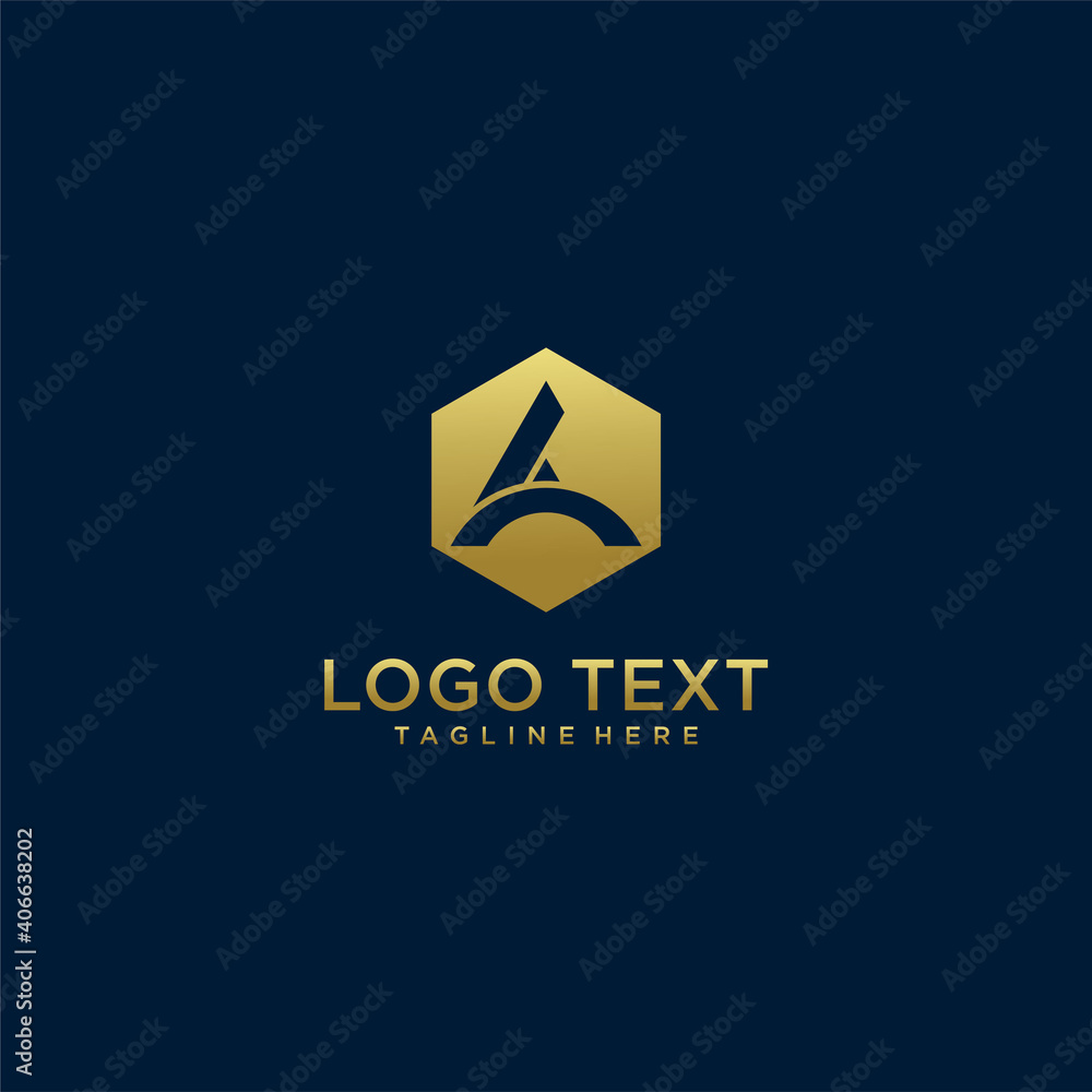 Set of letter A. logo collection with golden colour concept Premium Vector. part 8 Set of letter A. logo collection with golden colour concept Premium Vector. part 8