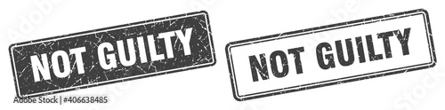 not guilty stamp set. not guilty square grunge sign