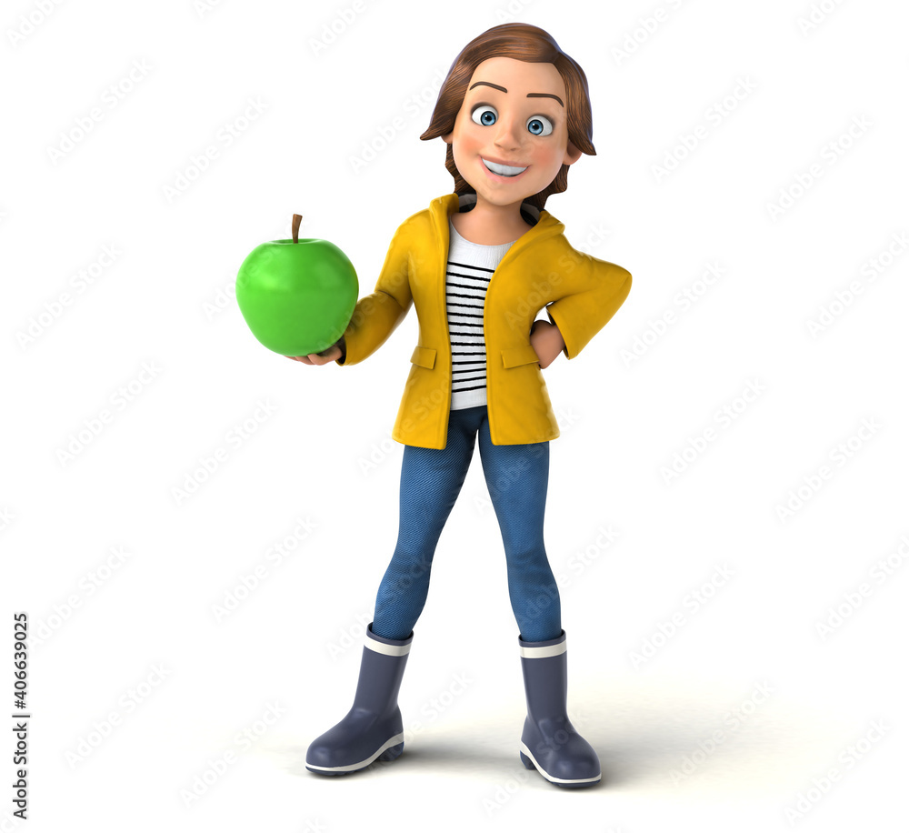 Fun 3D illustration of a cartoon teenage girl Fun 3D illustration of a cartoon teenage girl