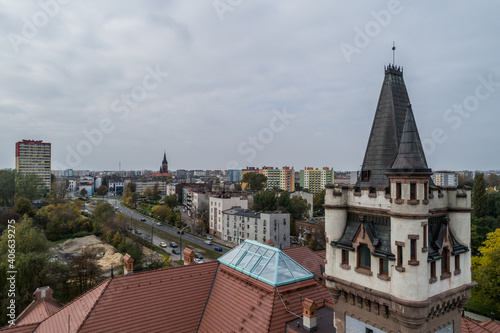 Sosnowiec city palace bouildings, City in sielesia poland aerial drone photo photo