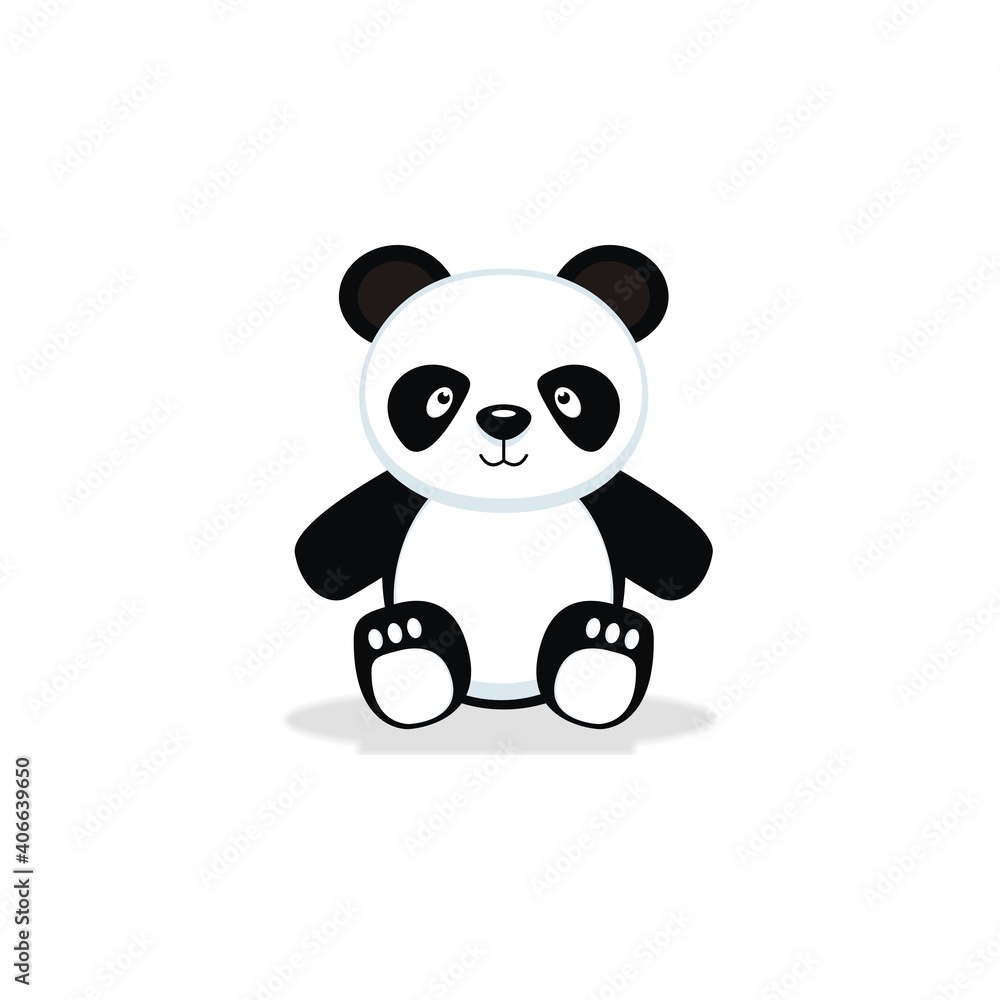 Obraz premium cute sitting panda animal flat illustration, this illustration is suitable for children's books, cards, pictures for children's clothes and so on