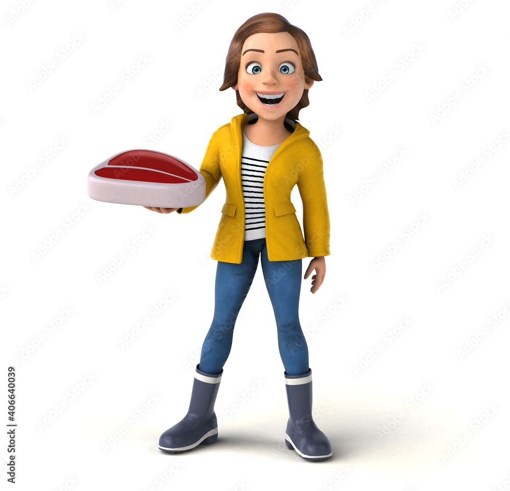 Fun 3D illustration of a cartoon teenage girl Fun 3D illustration of a cartoon teenage girl