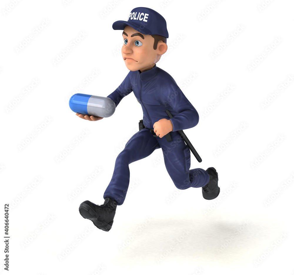 Fun 3D illustration of a cartoon Police Officer Fun 3D illustration of a cartoon Police Officer