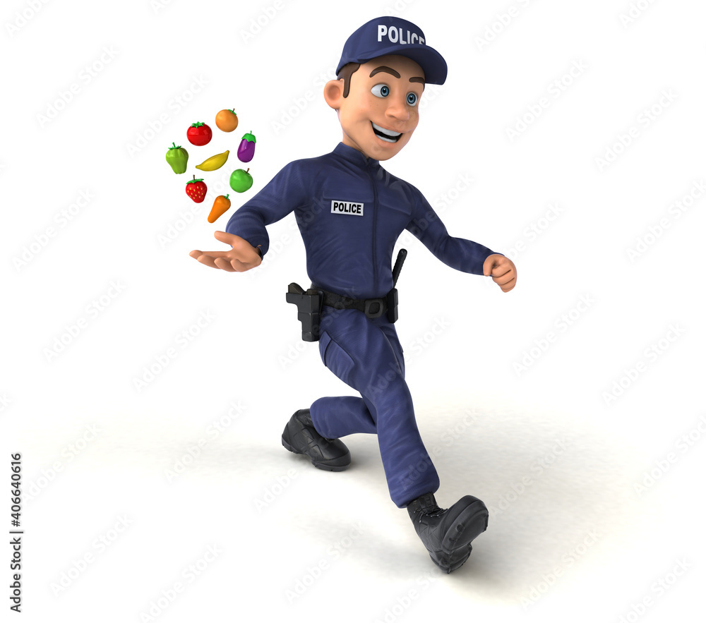 Fun 3D illustration of a cartoon Police Officer Fun 3D illustration of a cartoon Police Officer
