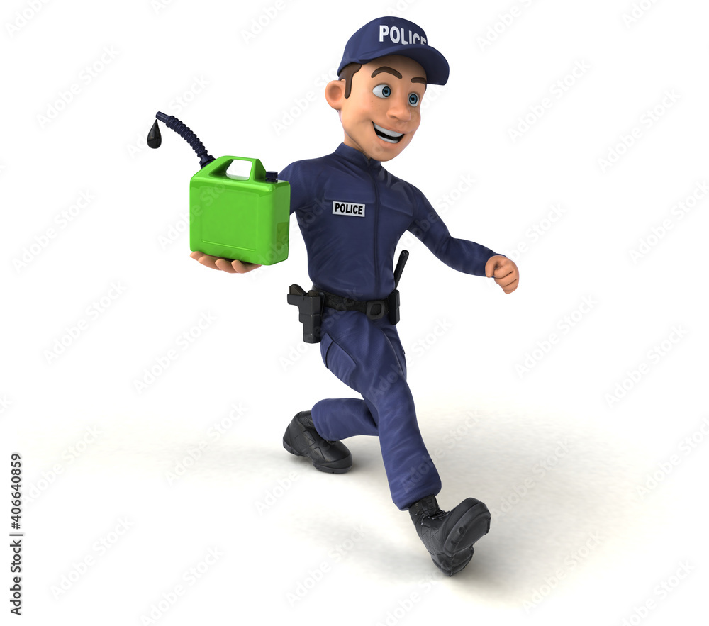 Fun 3D illustration of a cartoon Police Officer