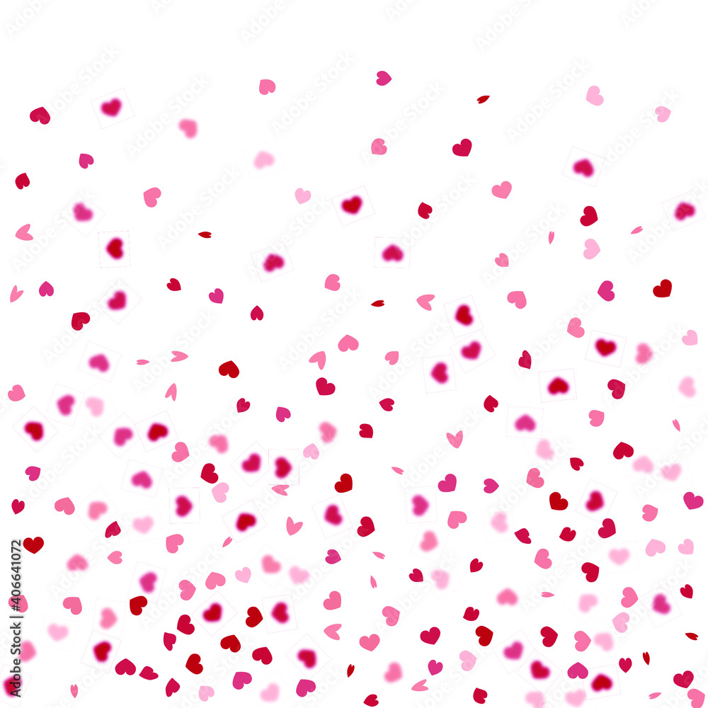 Heart Background. St Valentine Day Card with Classical Hearts. Red Pink  Exploding Like Sign. Vector Template for Mother's Day Card. Empty Vintage Confetti Template. 8 March Banner with Flat Heart.