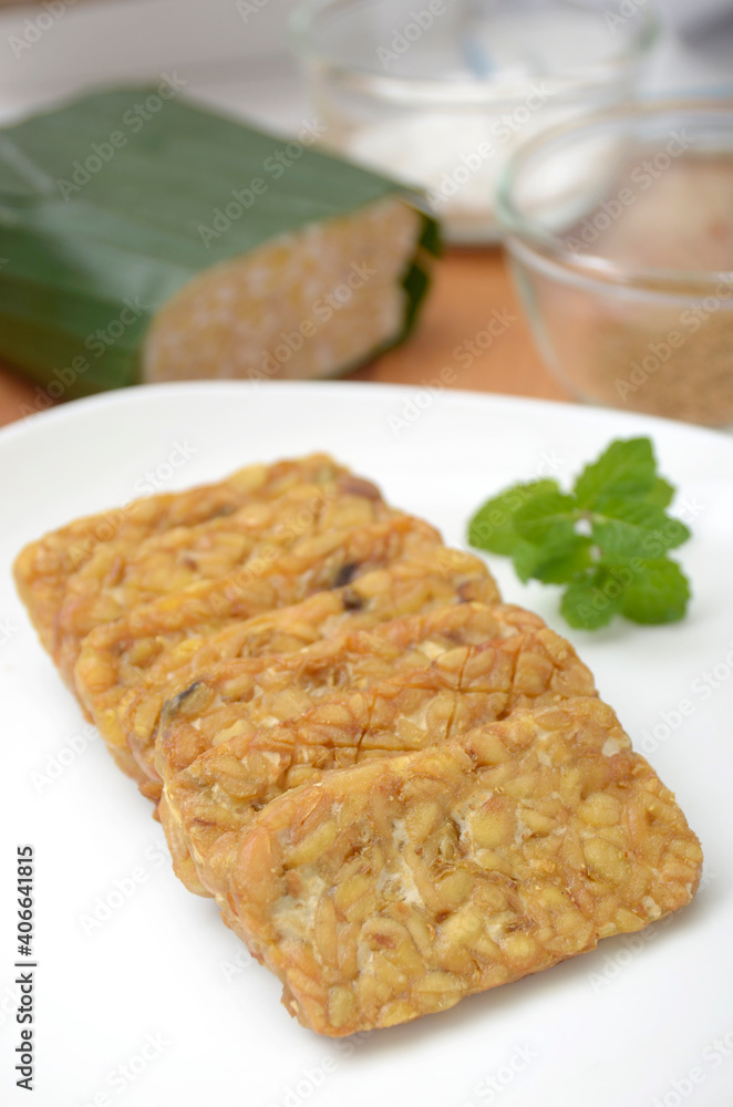 Fried tempeh, delicious and high nutrition, ingredient from soybean, Indonesian Food Fried tempeh, delicious and high nutrition, ingredient from soybean, Indonesian Food