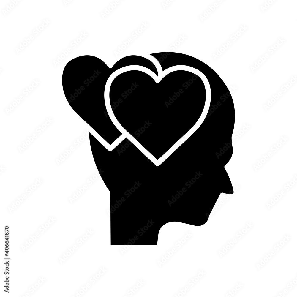 Head with heart icon. In love symbol. simple design editable. Design template vector Head with heart icon. In love symbol. simple design editable. Design template vector