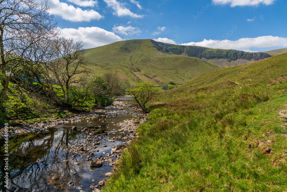 Yorkshire Dales Landscape with the River Rawthey near Low Haygarth, Cumbria, England, UK