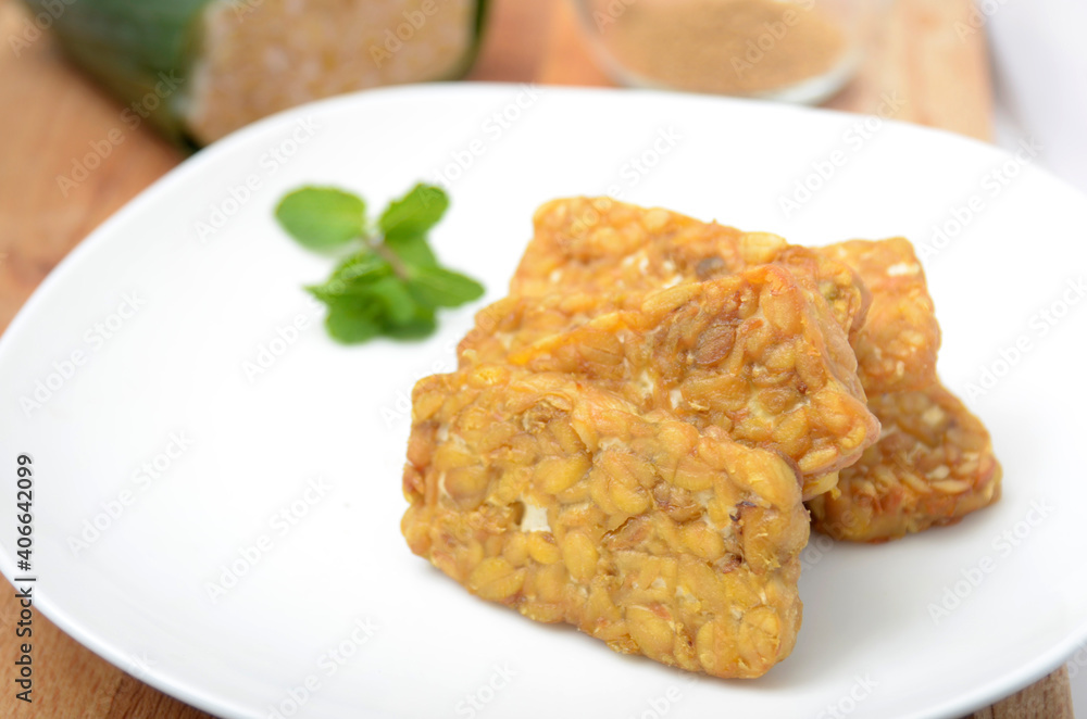 Fried tempeh, delicious and high nutrition, ingredient from soybean, Indonesian Food Fried tempeh, delicious and high nutrition, ingredient from soybean, Indonesian Food