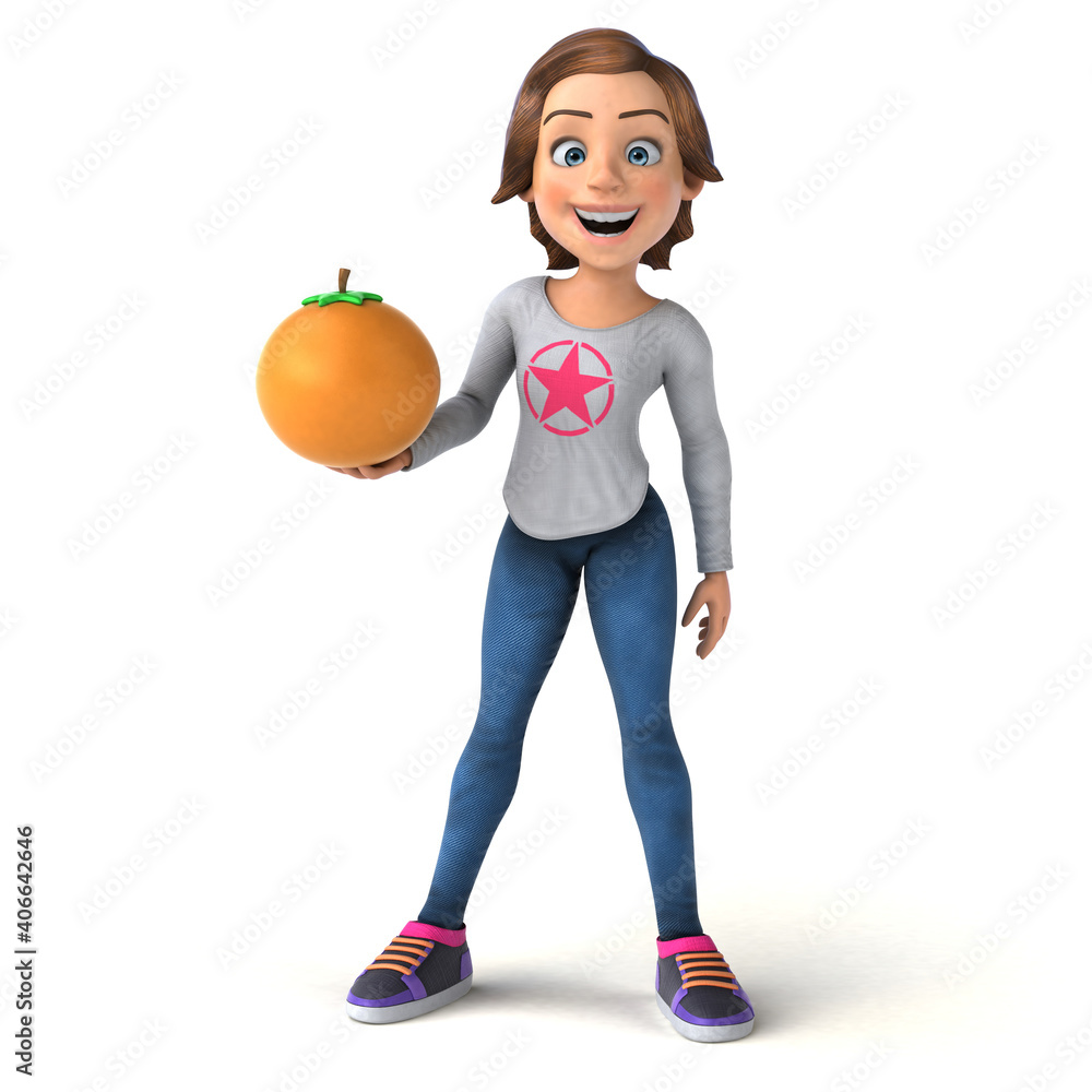 Fun 3D illustration of a cartoon teenage girl Fun 3D illustration of a cartoon teenage girl