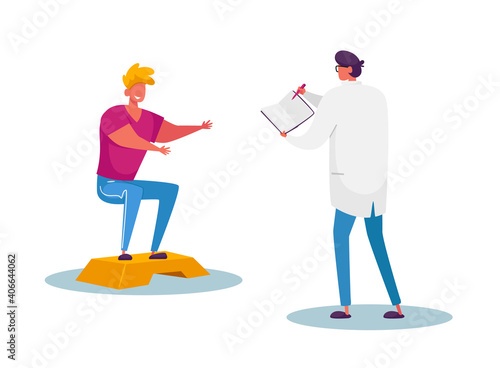 Rehabilitating Physical Activity, Orthopedic Therapy Rehabilitation. Therapist Doctor Working with Disabled Patient