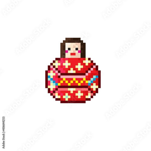 Russian doll pixel art. Game characters. Vector illustration.