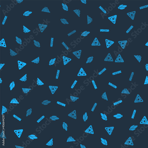 Set Corn, Cigar, Nachos and Volcano eruption with lava on seamless pattern. Vector.