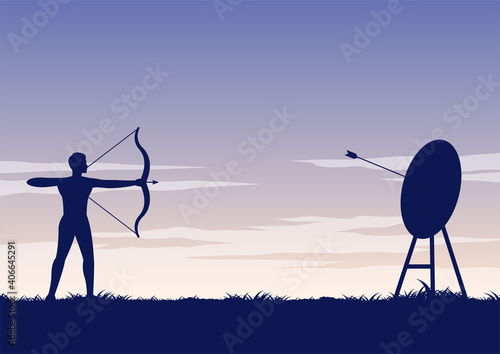 silhouette design of ancher shooting arrow