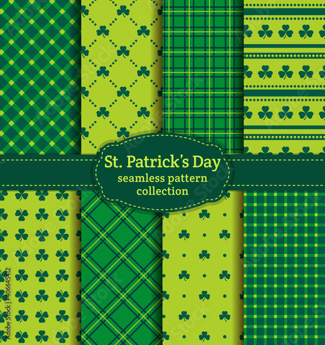 Happy St. Patrick's Day! Set of vector seamless patterns. © RainLedy