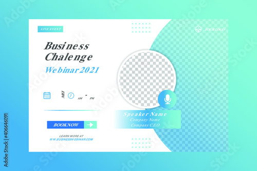 Invitation web banner to the online conference. Business webinar invitation design. Announcement poster concept. Modern abstract White background with place for photos. Vector eps 10.
