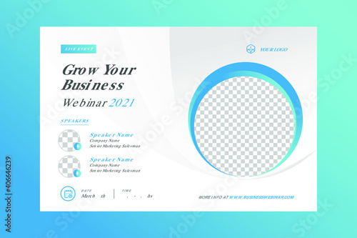 Invitation web banner to the online conference. Business webinar invitation design. Announcement poster concept. Modern abstract White background with place for photos. Vector eps 10.