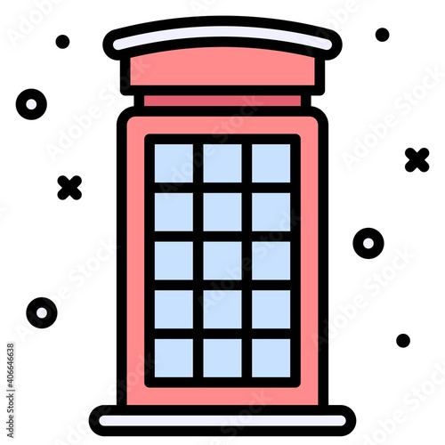 Telephone booth icon, Winter city related vector