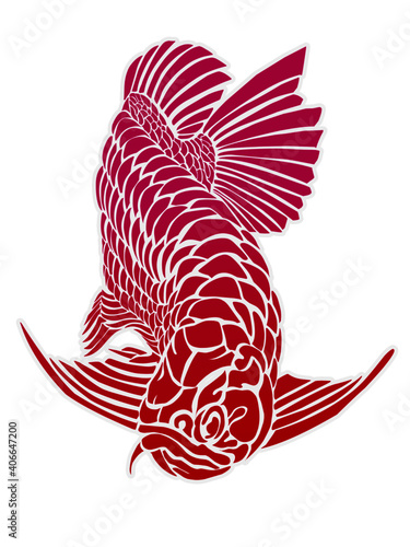 Beautiful design vector logo of dragon arwana fish with beautiful fins  photo