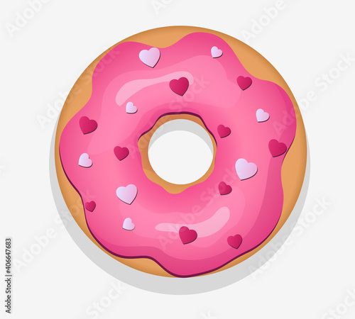 vector illustration of sweet pink donut with hearts
