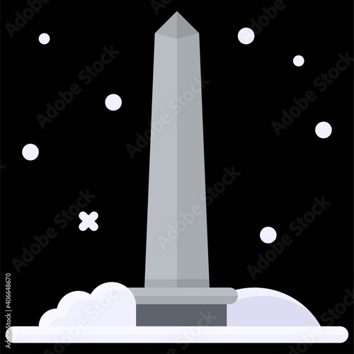 Obelisk with snow icon, Winter city related vector