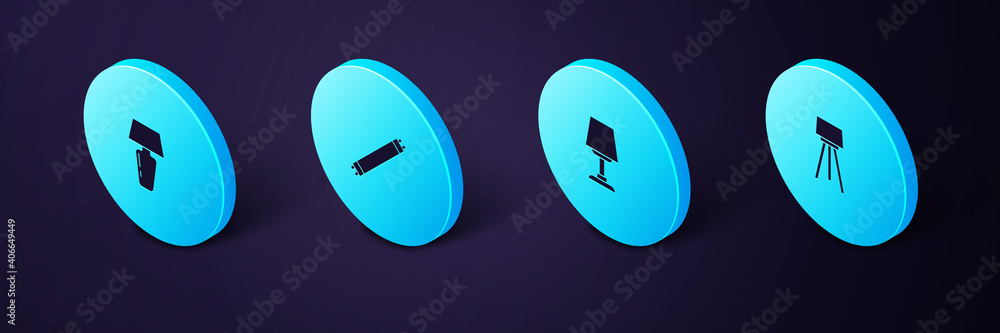 Set Isometric Floor lamp, Table, Fluorescent and icon. Vector. Set Isometric Floor lamp, Table, Fluorescent and icon. Vector.