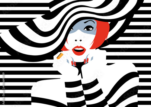 Fashion woman in style pop art. Vector illustration