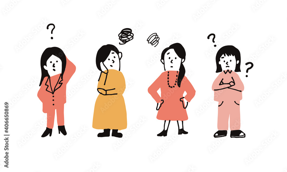 悩む女性のイラストアイコン Stock Vector Adobe Stock