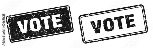 vote stamp set. vote square grunge sign