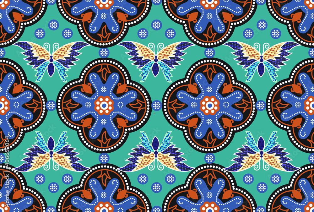 Indonesian batik motifs with very distinctive plant patterns Indonesian batik motifs with very distinctive plant patterns