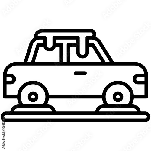 Car covered in snow icon, Winter city related vector