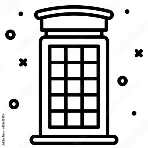 Telephone booth icon, Winter city related vector