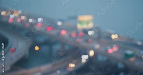 Photography Bokeh of city evening view