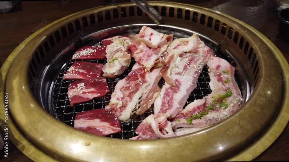 Japanese Yakiniku; Japanesestyle bbq. Wagyu A5 japanese beef which