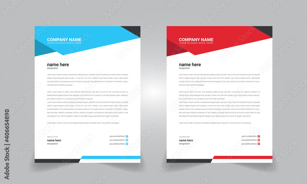 Creative Corporate Business style letterhead templates design Vector illustration.