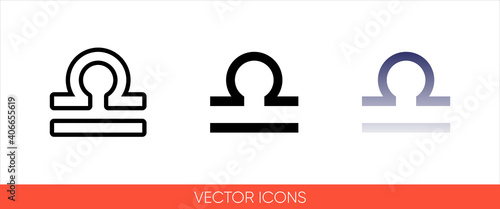 Zodiac sign libra from September to October icon of 3 types color, black and white, outline. Isolated vector sign symbol.
