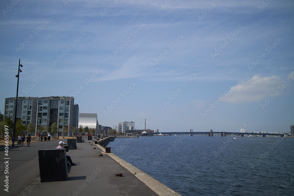 Fototapeta premium harbor in denmark with blue sky