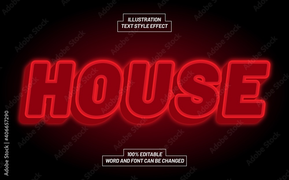 Red House Text Style Effect